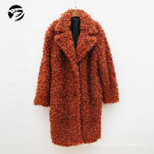 Winter New Fashion brown shaggy women faux fur coat hooded long luxury teddy coat fur faux